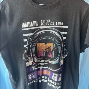 MTV Black Tee with Vibrant Space Design